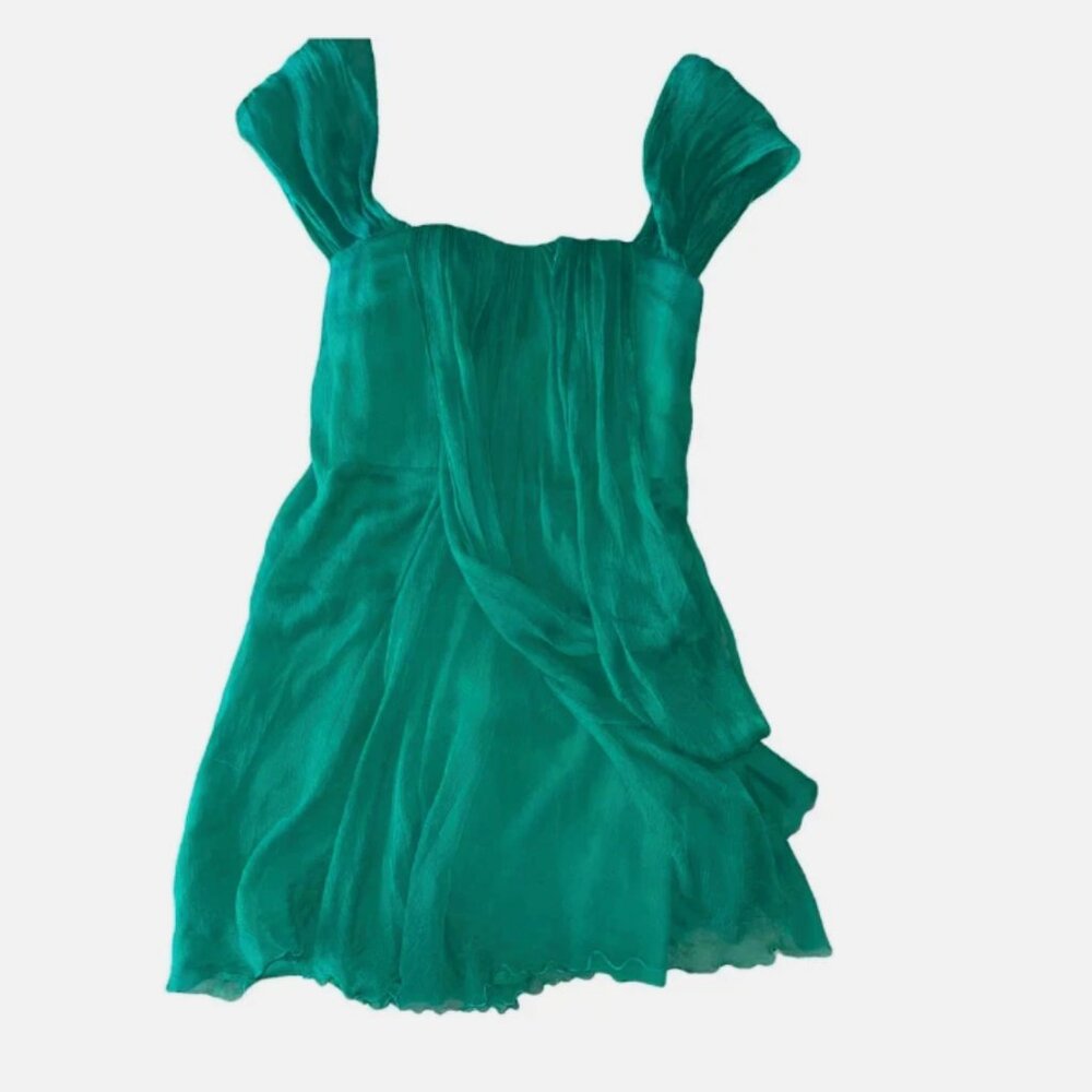 Elie Saab Green Silk Mini Dress Size 44